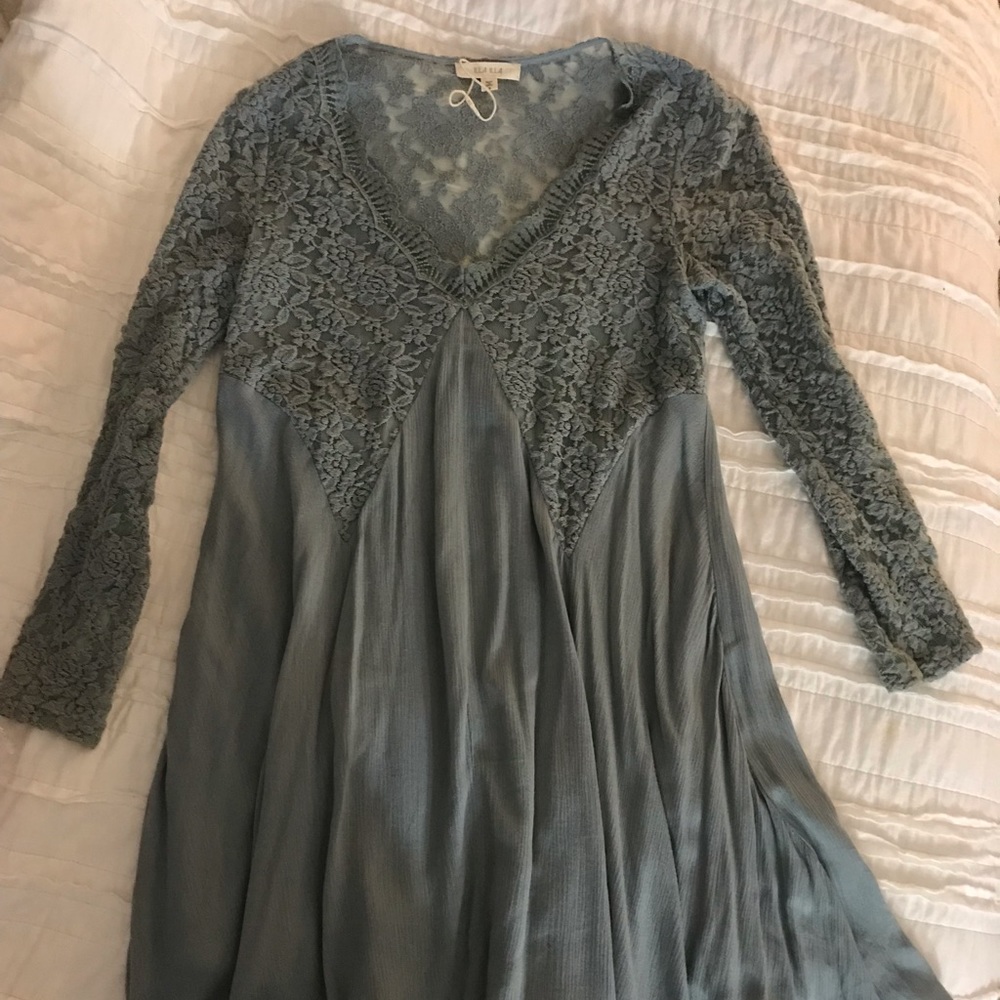 Half lace long sleeve dress